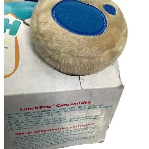 Lunch Pets Lunch Bag Snack Pouch Insulated Plush Blue Hungry Pup New - Picture 9 of 9